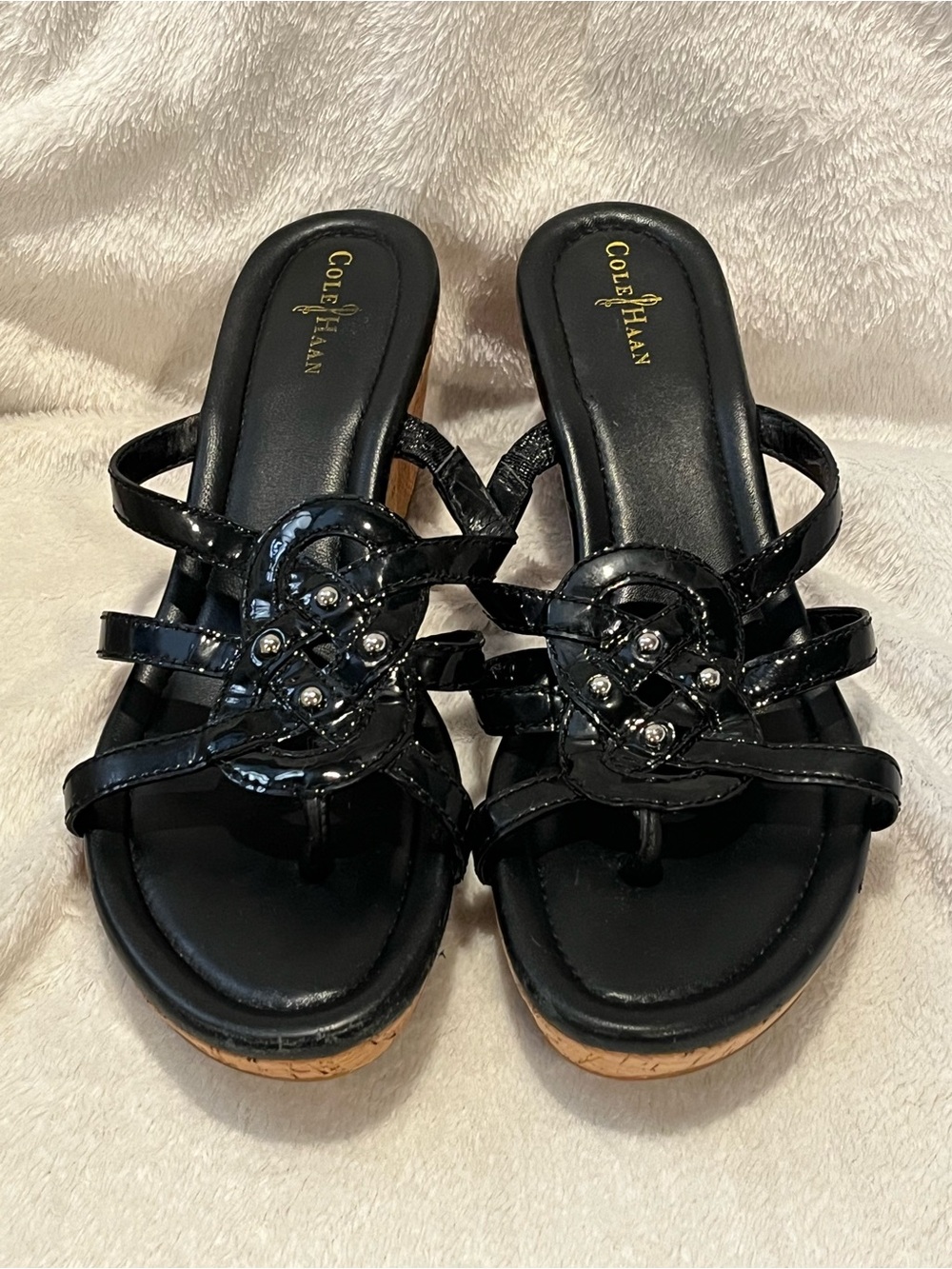 Cole Haan Woman’s Shayla Thong Wedge Sandal Black Size 8